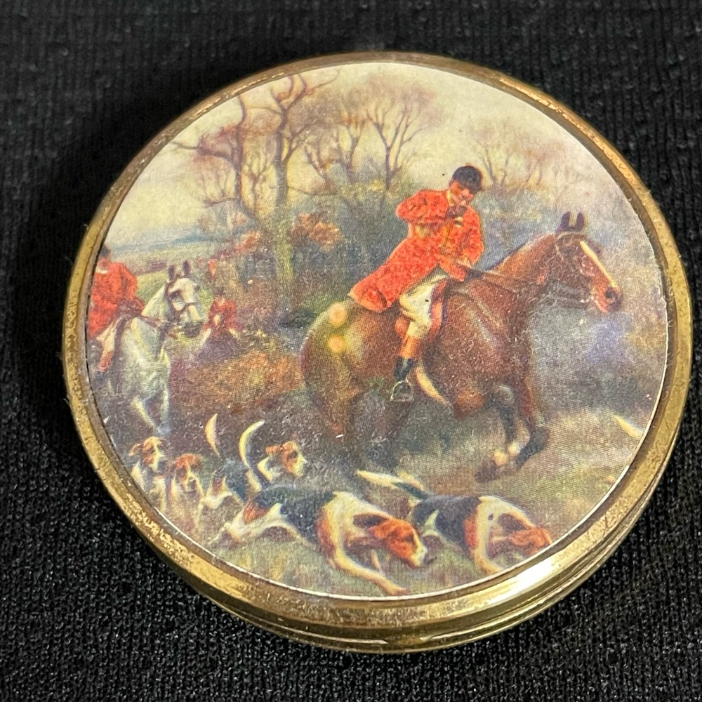 Vintage Germany Hunting Scene Powder and Mirror case